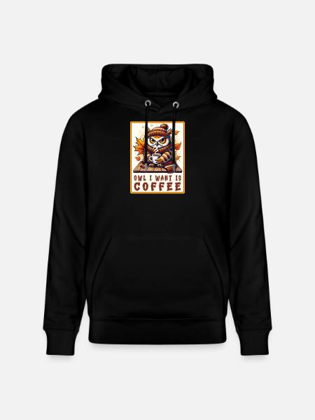 Owls Coffee Desgin - Stanley/Stella CRUISER Unisex Organic Hoodie - black