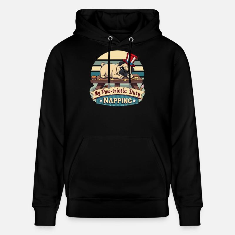 Mops Nickerchen - Stanley/Stella Unisex Bio-Hoodie CRUISER  - Schwarz