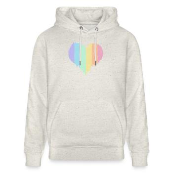 Regenbogen Herz Pastellfarben Pride Monat LGBTQ+ - Stanley/Stella Unisex Bio-Hoodie CRUISER  - Beige meliert - Vorne - Alina (178cm) & Michal (187cm)
