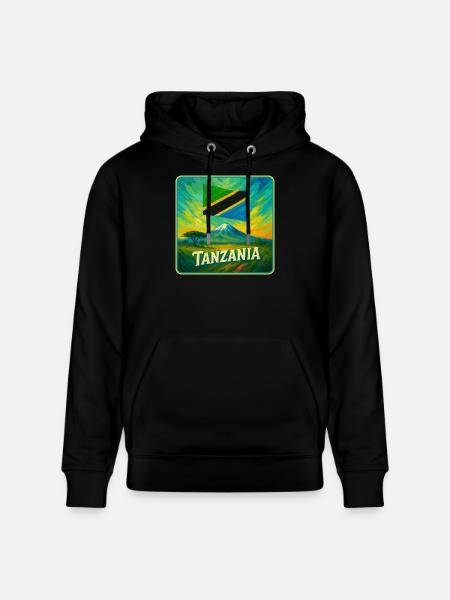 Tanzania Flag Design - Stanley/Stella CRUISER Unisex Organic Hoodie - black