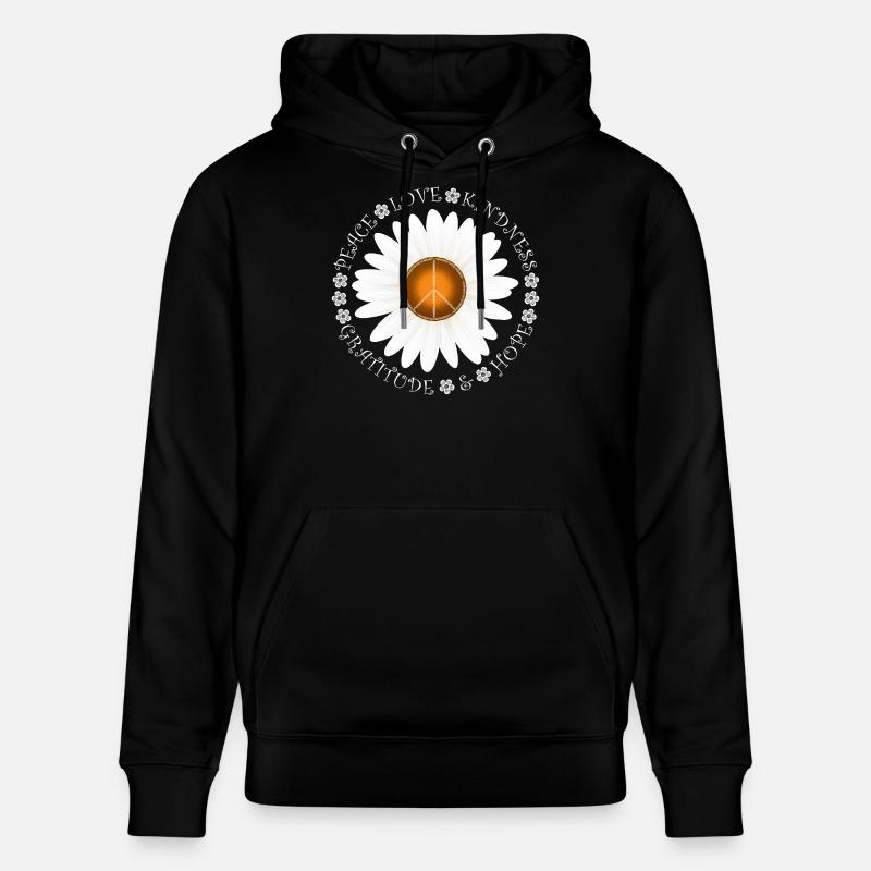 Peace Love KIndness Daisy Design - Sweat à capuche bio CRUISER Stanley/Stella Unisexe - noir