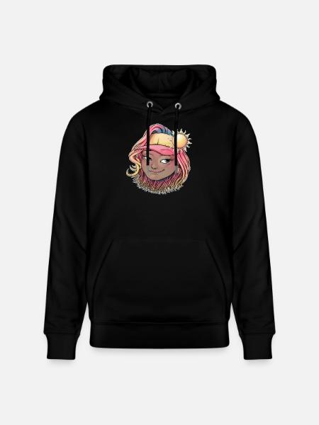 Illustration de fille boho ensoleillée - Sweat à capuche bio CRUISER Stanley/Stella Unisexe - noir