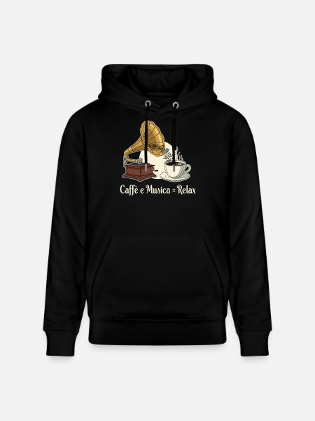 Caffè e Musica = Relax - Stanley/Stella CRUISER Unisex Organic Hoodie - black
