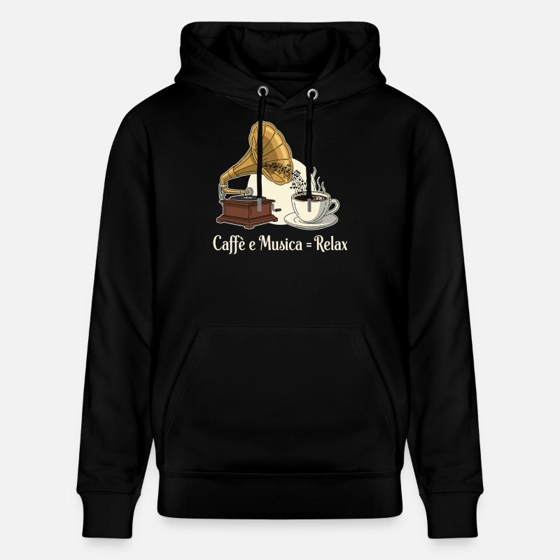 Caffè e Musica = Relax - Stanley/Stella Unisex Bio-Hoodie CRUISER  - Schwarz