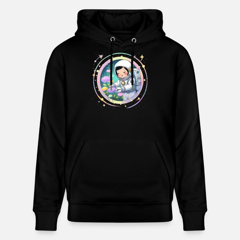 Astronautenmädchen mit Pilzen – Süßes Space-Design - Stanley/Stella Unisex Bio-Hoodie CRUISER  - Schwarz