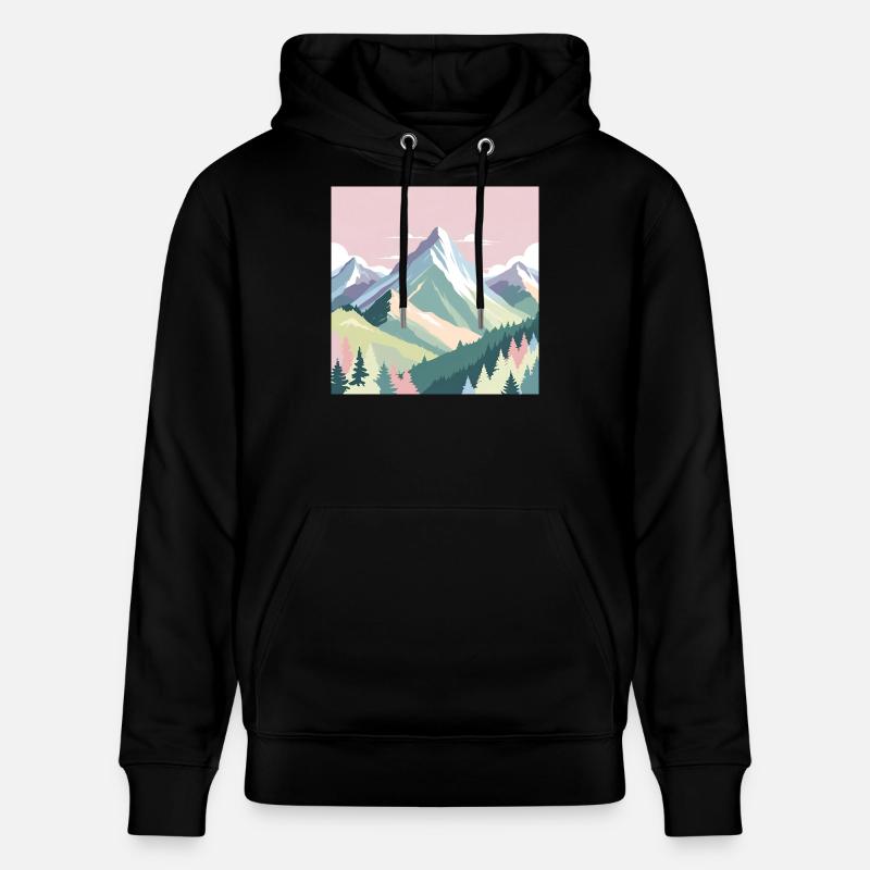 Abstrakte Berglandschaft mit Pastellfarben - Stanley/Stella Unisex Bio-Hoodie CRUISER - Schwarz