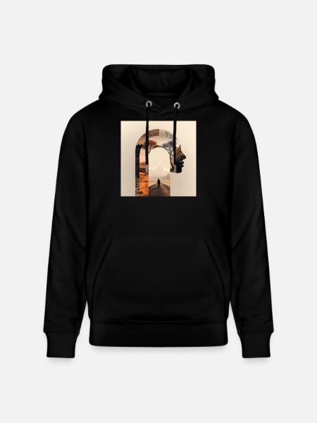 Introspective journey with nature silhouette - Stanley/Stella CRUISER Unisex Organic Hoodie - black