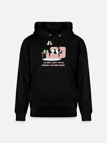 Jag är inte lat Design för dem som gillar att sova - Ekologisk luvtröja CRUISER unisex från Stanley/Stella - svart