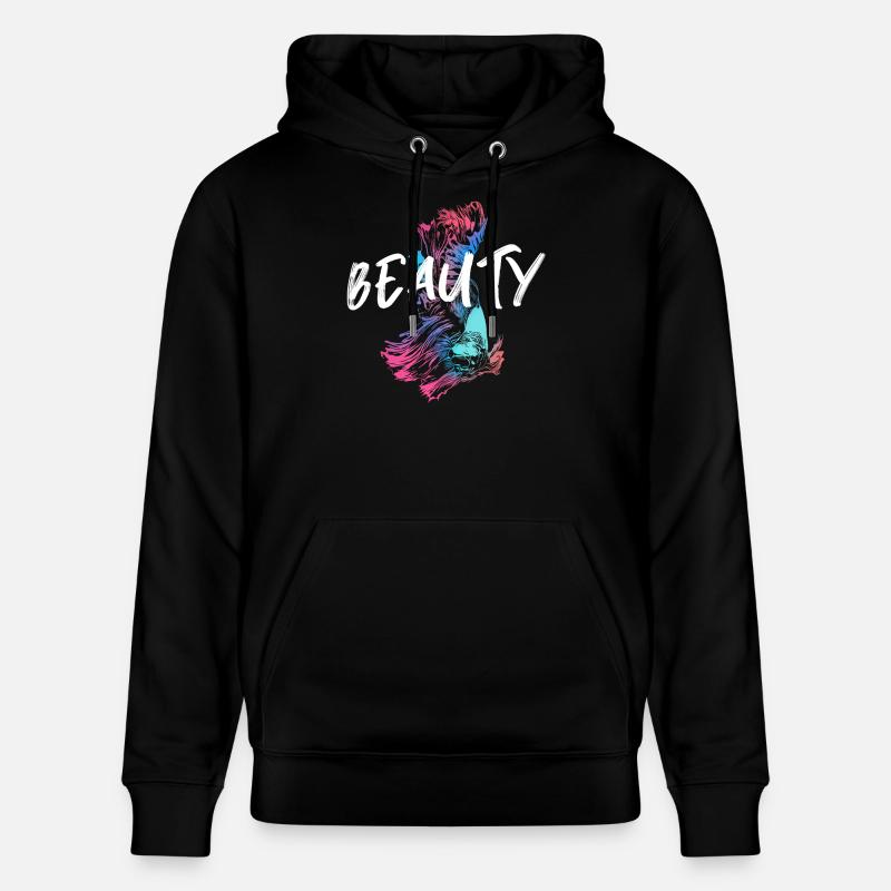 Bunte Kampffisch-Illustration mit Mot Beauté - Stanley/Stella Unisex Bio-Hoodie CRUISER  - Schwarz