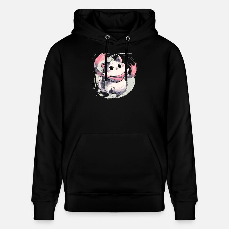 Chaton câlin avec écharpe rose - Sweat à capuche bio CRUISER Stanley/Stella Unisexe - noir