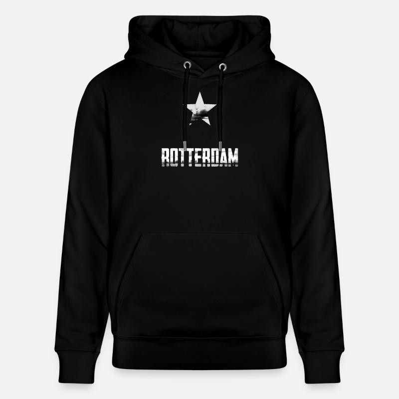 Impression en détresse d’étoile de Rotterdam - Sweat à capuche bio CRUISER Stanley/Stella Unisexe - noir