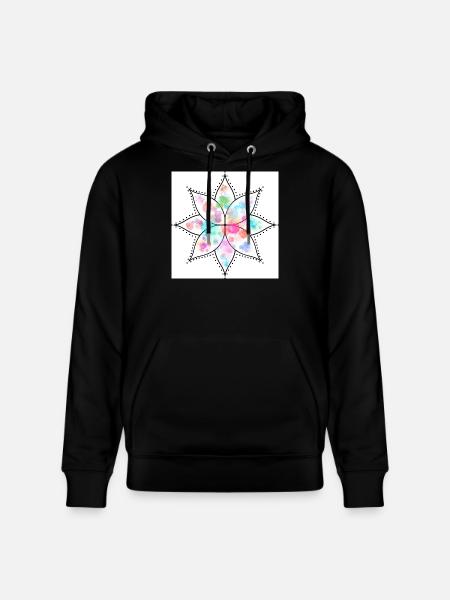 Mandala Fleur pastel Aquarelle - Sweat à capuche bio CRUISER Stanley/Stella Unisexe - noir