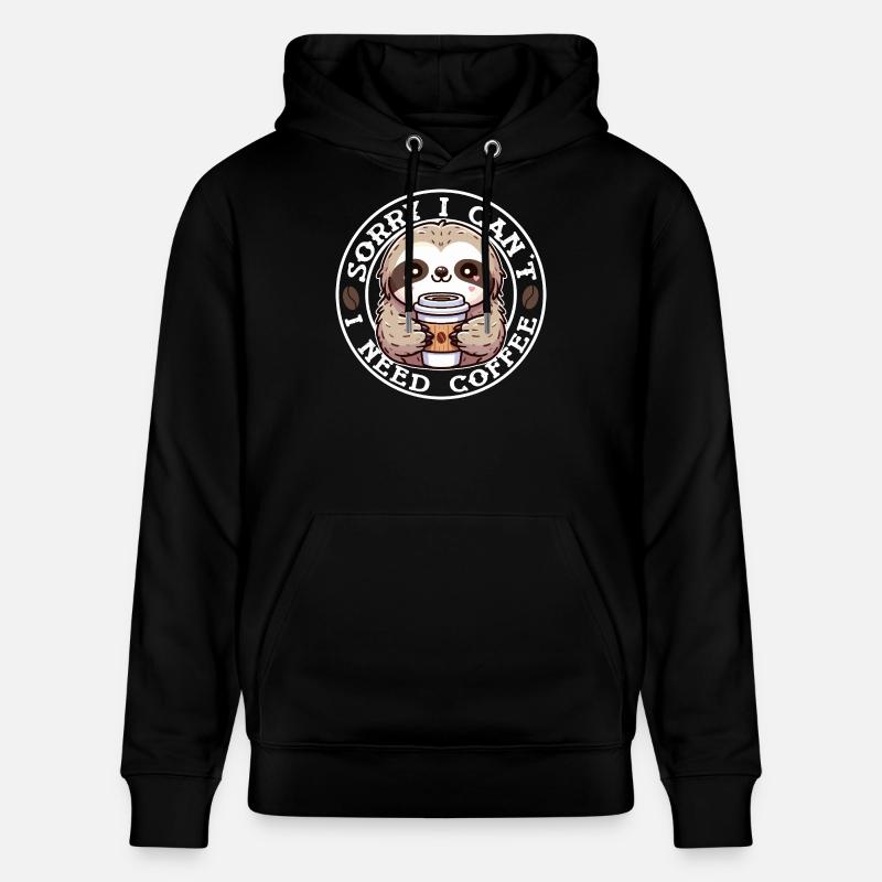 Paresseux Café Rond Mignon - Sweat à capuche bio CRUISER Stanley/Stella Unisexe - noir