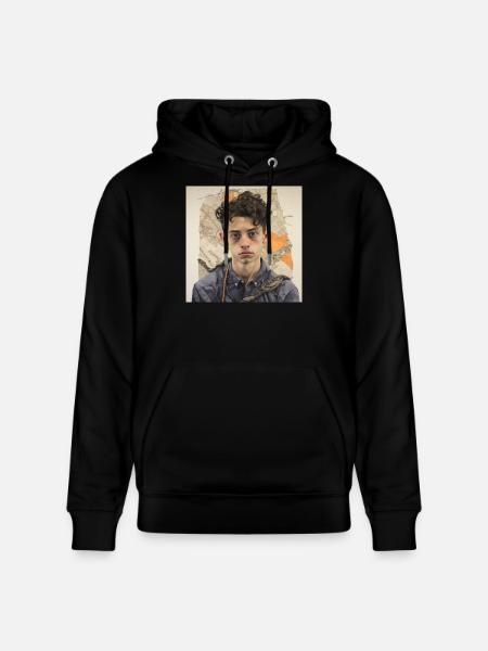 Zerzaustes Haarporträt im Patchwork - Stanley/Stella Unisex Bio-Hoodie CRUISER - Schwarz