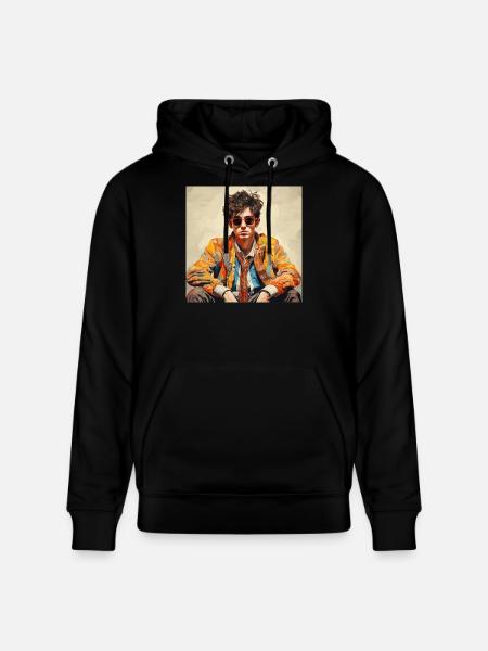 Bunter Künstlerporträt Retro-Chic - Stanley/Stella Unisex Bio-Hoodie CRUISER  - Schwarz