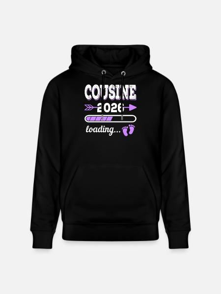 Cousin 2026 Loading Pregnancy Gift Idea - Stanley/Stella CRUISER Unisex Organic Hoodie - black