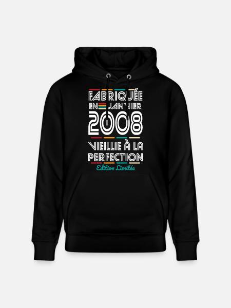 18th Birthday - Made in January 2008 - Stanley/Stella CRUISER Unisex Organic Hoodie - black