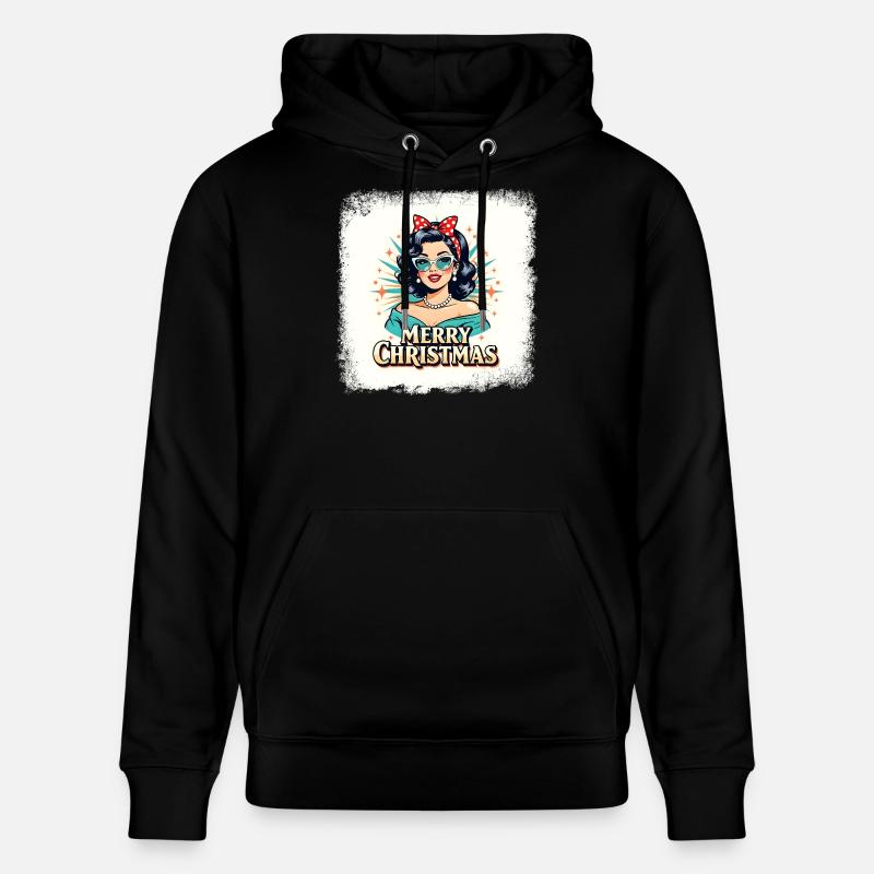 T-shirt pin-up de Noël rétro - Sweat à capuche bio CRUISER Stanley/Stella Unisexe - noir