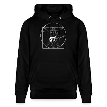 Vitruvian Man, Bassist und Rock'n'Roll-Musiker - Stanley/Stella Unisex Bio-Hoodie CRUISER  - Schwarz - Vorne - Alina (178cm) & Michal (187cm)