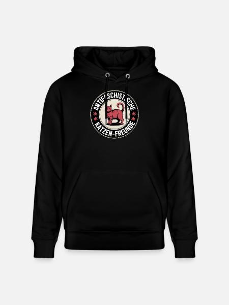 Antifaschistische Katzen Freunde - Gegen Rechts - Stanley/Stella Unisex Bio-Hoodie CRUISER  - Schwarz