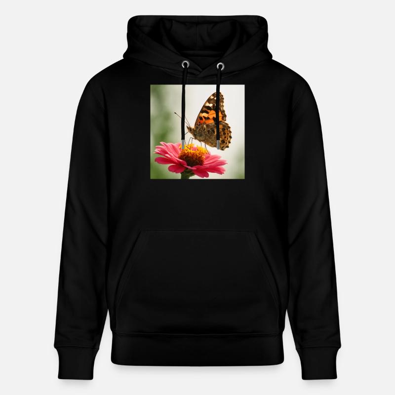Papillon sur fleur rose - Sweat à capuche bio CRUISER Stanley/Stella Unisexe - noir