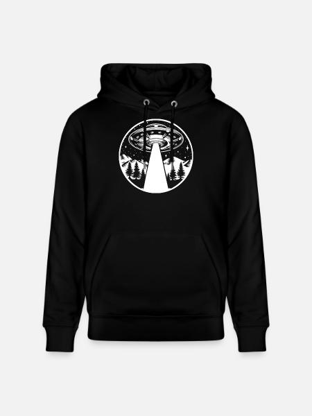 Spaceship UFO Retro Vintage Space Stars - Stanley/Stella CRUISER Unisex Organic Hoodie - black