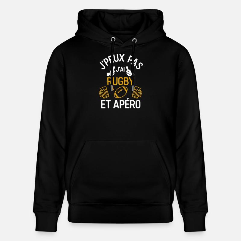 J'peux pas j'ai Rugby et Apéro - Sweat à capuche bio CRUISER Stanley/Stella Unisexe - noir