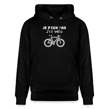 Ich kann nicht Fahrrad, Radfahren, Humor, lustig - Stanley/Stella Unisex Bio-Hoodie CRUISER  - Schwarz - Vorne - Alina (178cm) & Michal (187cm)