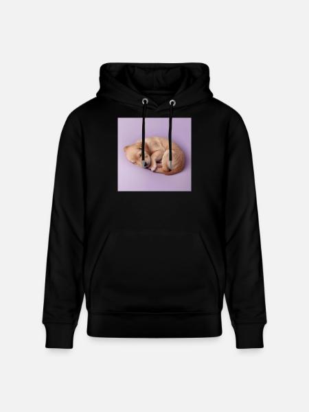 Sleeping Puppy on Lilac Background - Stanley/Stella CRUISER Unisex Organic Hoodie - black