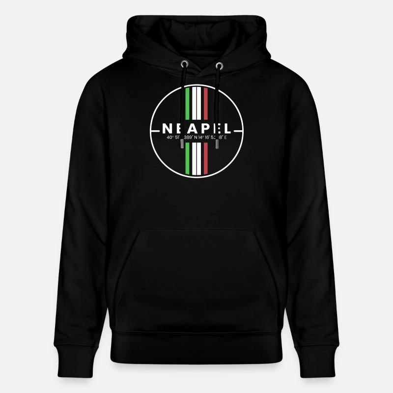 Naples Coordinates - Stanley/Stella CRUISER Unisex Organic Hoodie - black