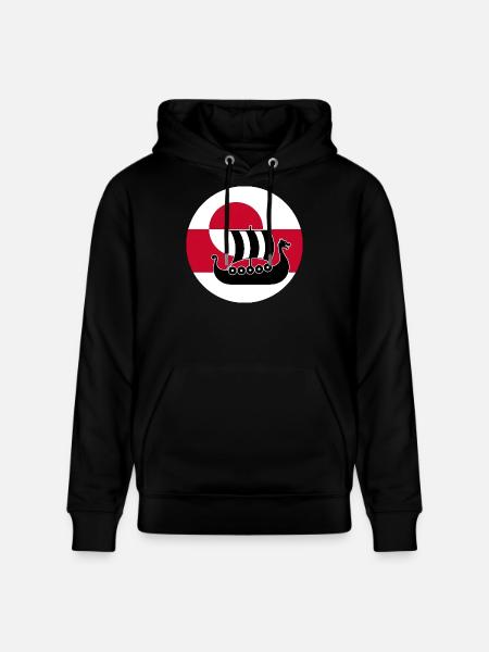 Greenland Flag Longship Design - Stanley/Stella CRUISER Unisex Organic Hoodie - black
