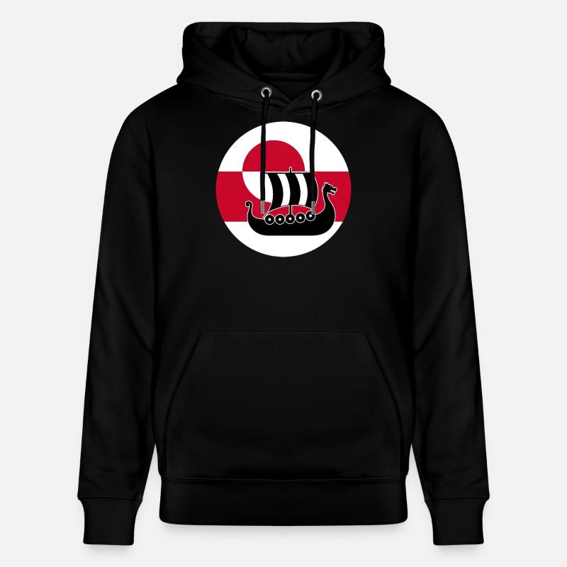Langschiff-Design der grönländischen Flagge - Stanley/Stella Unisex Bio-Hoodie CRUISER - Schwarz