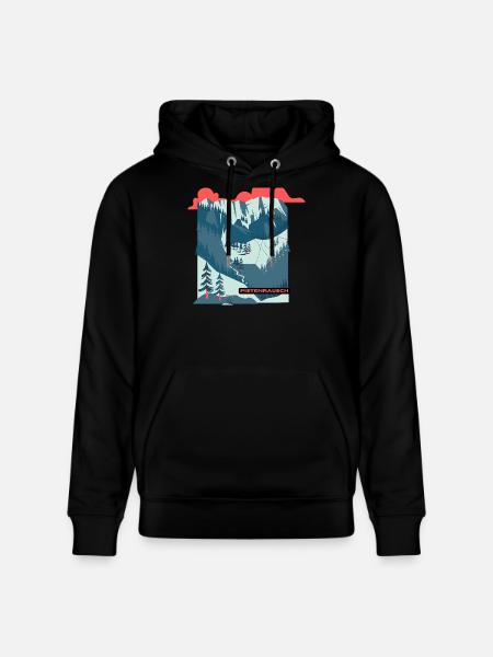 Piste Rush Mountain Landscape Illustration - Stanley/Stella CRUISER Unisex Organic Hoodie - black