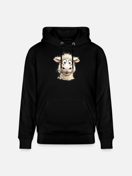 Laughing Sheep Cartoon Pop - Stanley/Stella CRUISER Unisex Organic Hoodie - black