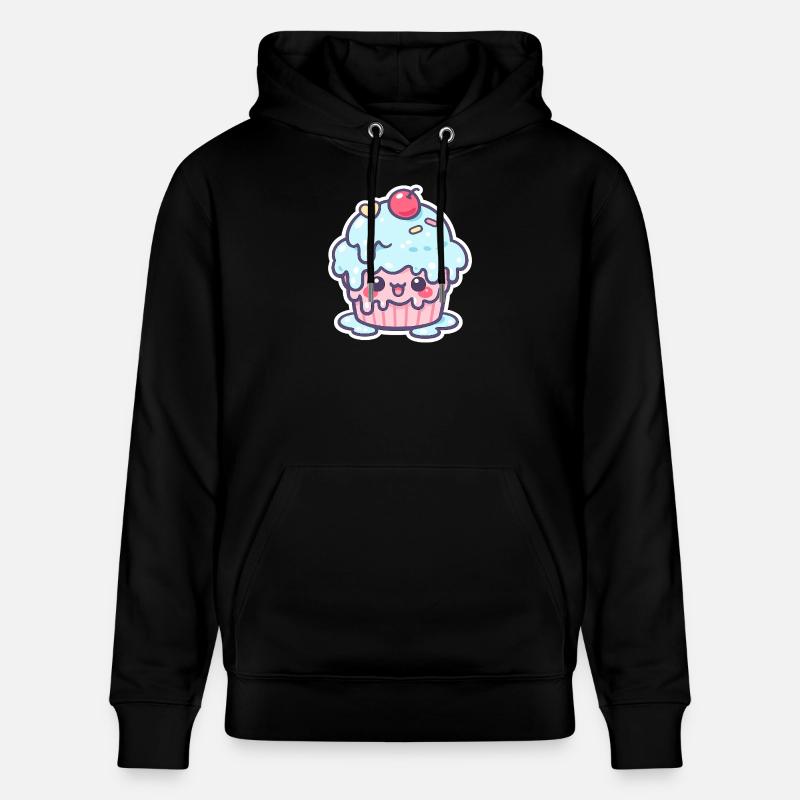 Cupcake Kawaii avec glaçage bleu - Sweat à capuche bio CRUISER Stanley/Stella Unisexe - noir