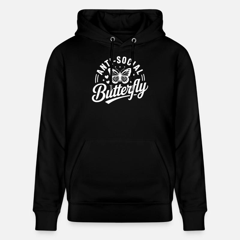 Logo antisocial du papillon - Sweat à capuche bio CRUISER Stanley/Stella Unisexe - noir