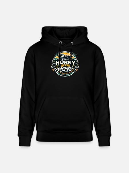 Dont Hurry Be Happy Sloth - Stanley/Stella CRUISER Unisex Organic Hoodie - black