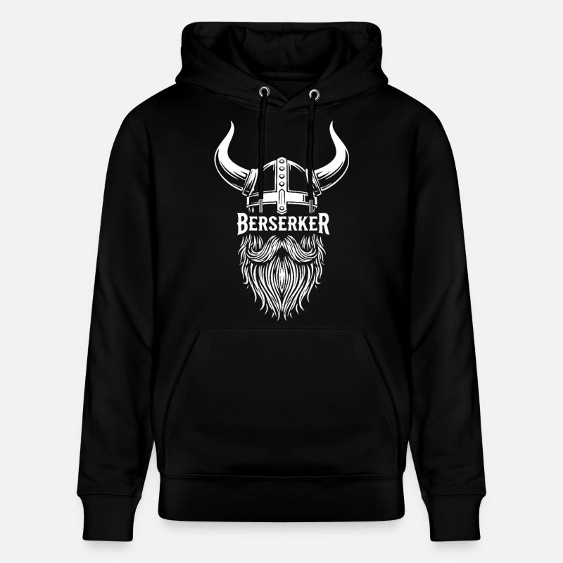 Wikinger-Berserker-Hornhelm-Bart-Maskottchen - Stanley/Stella Unisex Bio-Hoodie CRUISER  - Schwarz