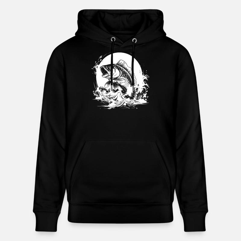 Dessin de pêche - Sweat à capuche bio CRUISER Stanley/Stella Unisexe - noir