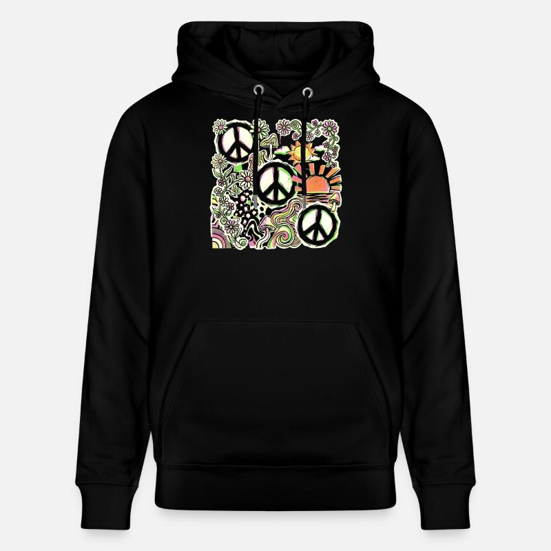 Paix Hippie, Flower Stop The War - Sweat à capuche bio CRUISER Stanley/Stella Unisexe - noir