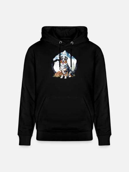 Aussie Dog Landscape Nature Illustration - Stanley/Stella CRUISER Unisex Organic Hoodie - black