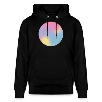 Aura-Check-Pastellgradientensphäre - Stanley/Stella Unisex Bio-Hoodie CRUISER  - Schwarz - Vorne - Alina (178cm) & Michal (187cm)