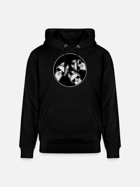 Tre Lama Fighe, Distintivo a Cerchio di Occhiali da Sole Divertente - Felpa con cappuccio ecologica unisex CRUISER di Stanley/Stella - nero