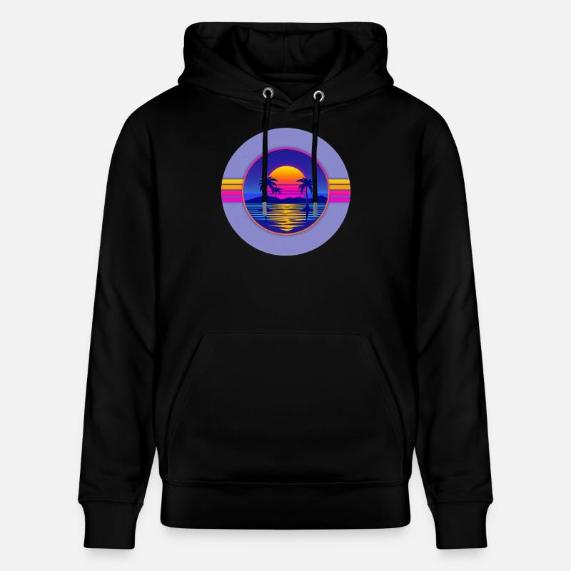 Sunset Neon Palms Circle - Sweat à capuche bio CRUISER Stanley/Stella Unisexe - noir