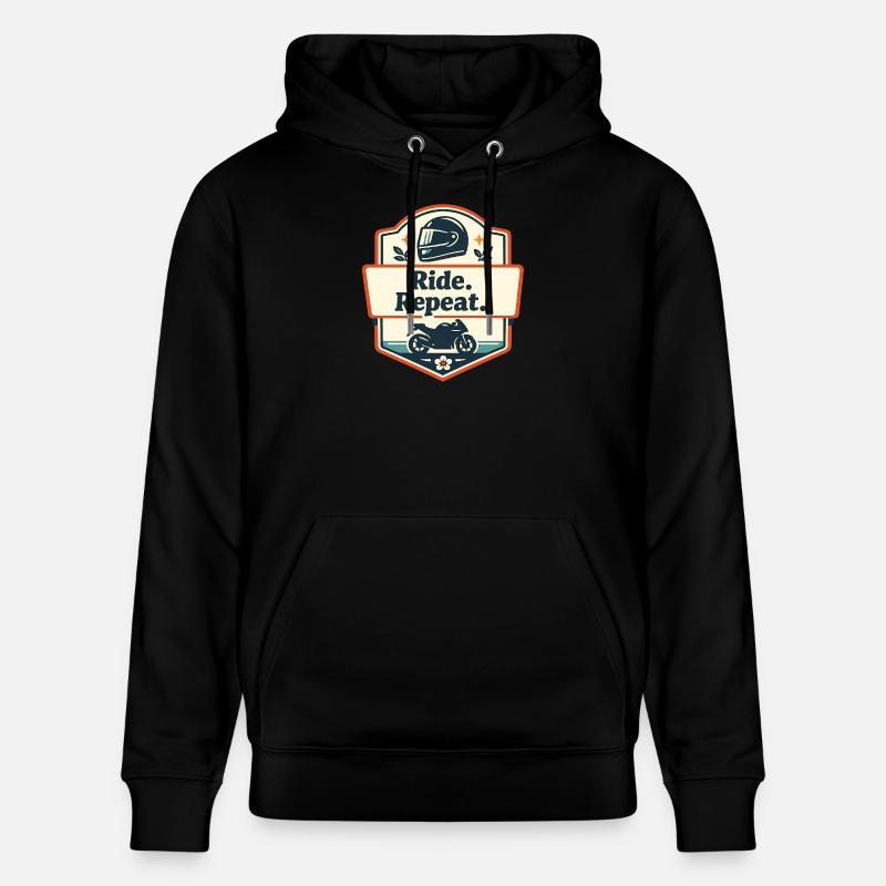 Ride. Repeat. Motorrad-Statement - Stanley/Stella Unisex Bio-Hoodie CRUISER  - Schwarz