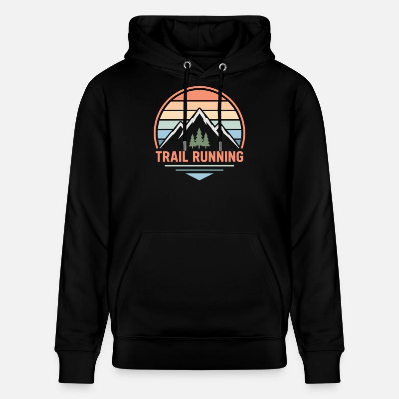 Trail Running Pastel Mountain Sunset - Sweat à capuche bio CRUISER Stanley/Stella Unisexe - noir
