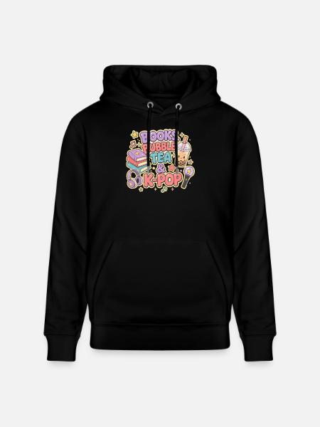 Books, Bubble Tea and K-Pop - Stanley/Stella CRUISER Unisex Organic Hoodie - black