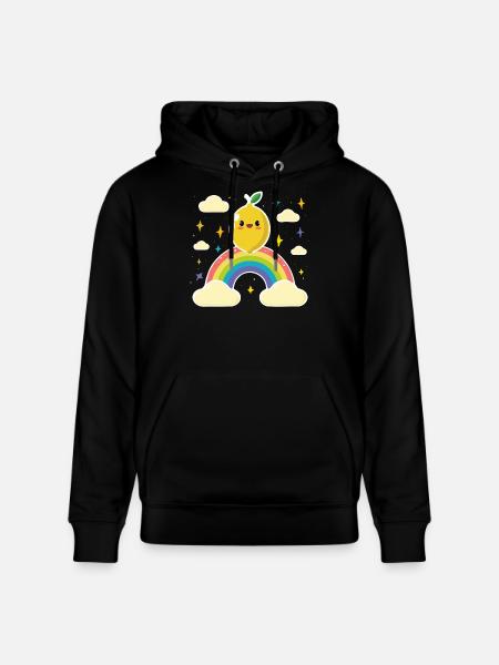 Kawaii Lemon Rainbow - Stanley/Stella CRUISER Unisex Organic Hoodie - black