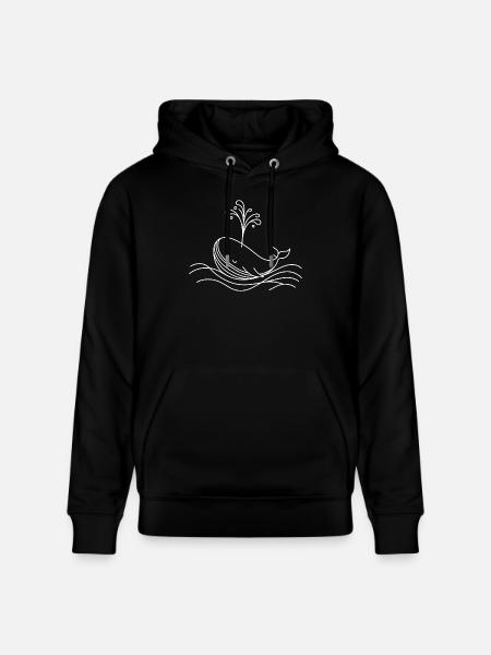 Wal One Line Wasserfontäne Meeresmotiv - Stanley/Stella Unisex Bio-Hoodie CRUISER  - Schwarz