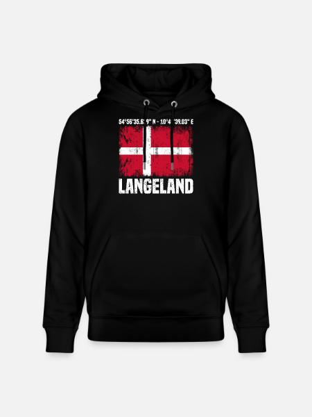 Langeland Koordinaten - Stanley/Stella Unisex Bio-Hoodie CRUISER  - Schwarz